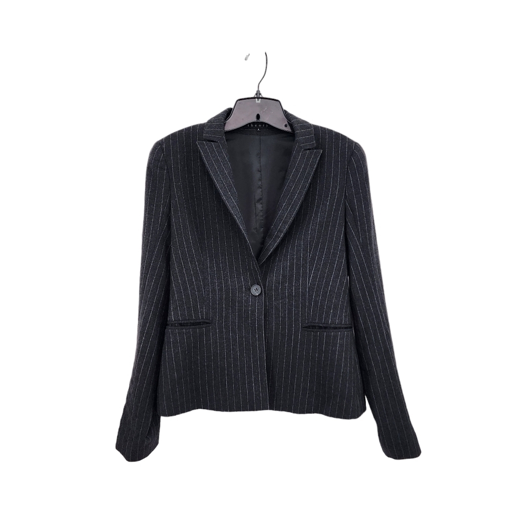 Theory Women's Wool Blend Stretch Stripes Blazer Jacket - 6